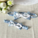 noeud papillon mariage bleu satin fleurs