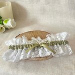jarretière mariage dentelle sauge blanc