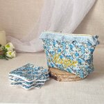 trousse de toilette liberty personnalisée Libby Bleu 6 lingettes lavables doucefantaisie