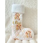 chaussette noel bébé personnalisee cadeau botte sapin fait main