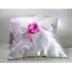 Coussin pour alliances satin strass rose poudré blanc