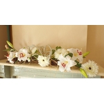 Centre de table mariage fleur artificielle blanc bois