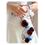 Bouquet de mariée chocolat turquoise satin fil aluminium 3