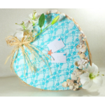 urne coeur mariage dentelle turquoise coquillage