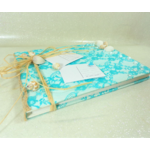 livre dor mariage dentelle coquillage turquoise blanc