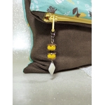 pochette trousse tissu suédine jaune marron fait main