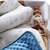 couverture bébé hiver gaze de coton savane minky bleu