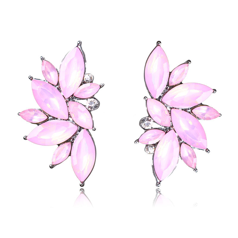 Boucles doreilles clous effet pierres de Crystal roses pâles