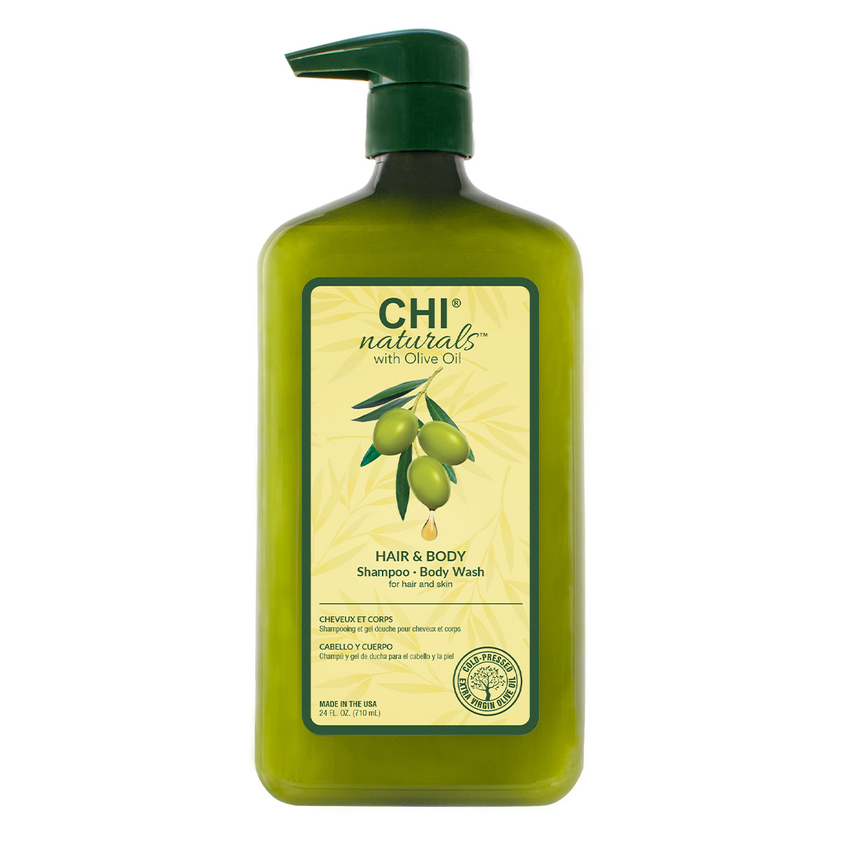 CHI Naturals with Olive Oil Hair And Body - Shampoo & Body wash - 340 ml - Olive Bio Brillance et Anti-fourches