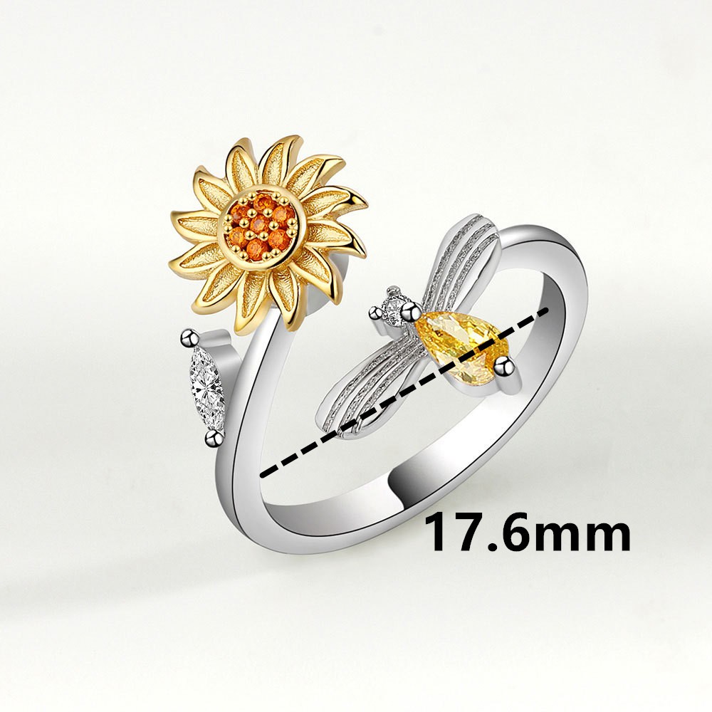 Bague ajustable tournesol petit abeille etoileharmonie