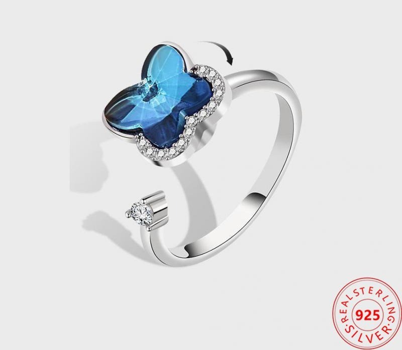 Bague ajustable papillon bleue etoileharmonie