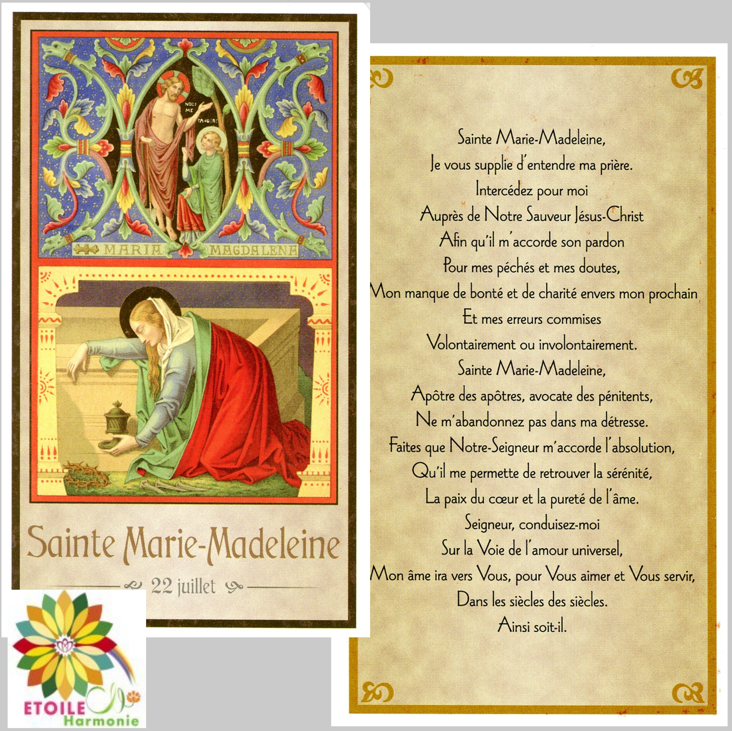 Image pieuse Sainte MarieMadeleine du 22 juillet ÉSOTÉRISME/IMAGES