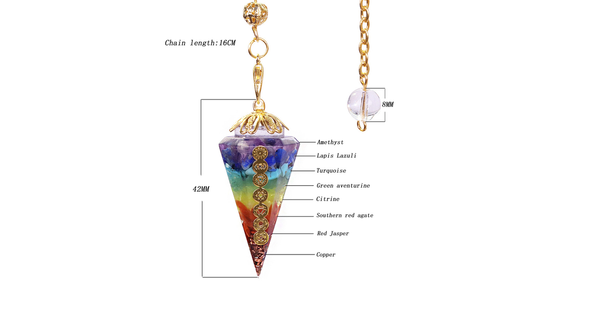 Pendule 7 Chakras En Quartz Rose – Pour Radiesthésie Et Méditation – Lot De 3 Avec Pochette – Longueur 35 Mm, Bille 6 Mm - 4