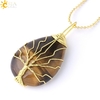 CSJA-couleur-or-arbre-de-vie-fil-enroul-goutte-d-eau-collier-pendentif-pierre-gemme-naturelle