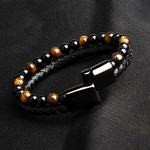 2019-mode-hommes-bijoux-pierre-naturelle-Bracelet-en-cuir-v-ritable-noir-en-acier-inoxydable-fermoir