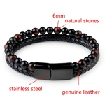 2019-mode-hommes-bijoux-pierre-naturelle-Bracelet-en-cuir-v-ritable-noir-en-acier-inoxydable-fermoir