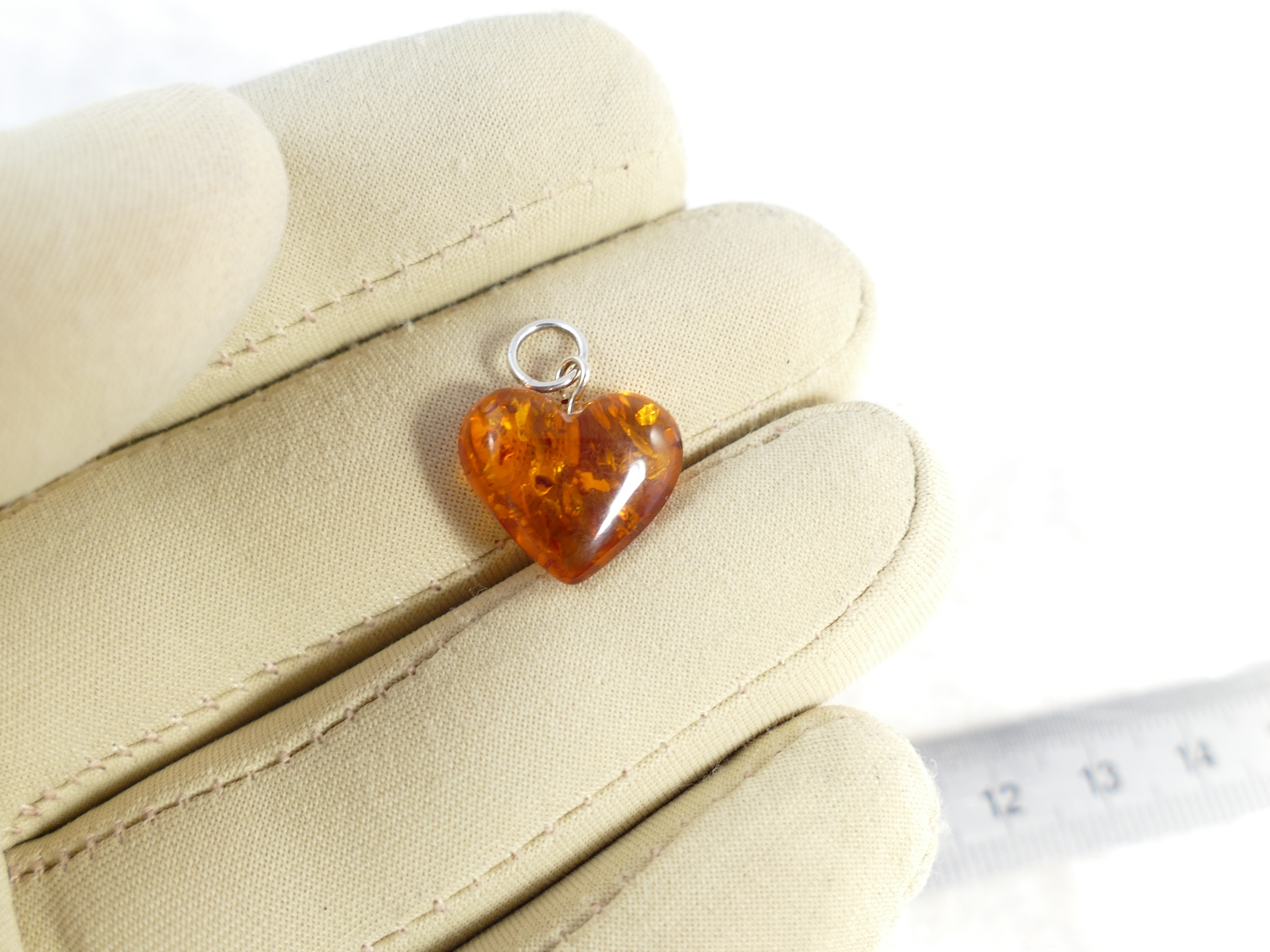 Pendentif en ambre de la Baltique en forme de coeur - Pierre de miel clair sur argent sterling 925 Choisissez celui que vous aimez - France
