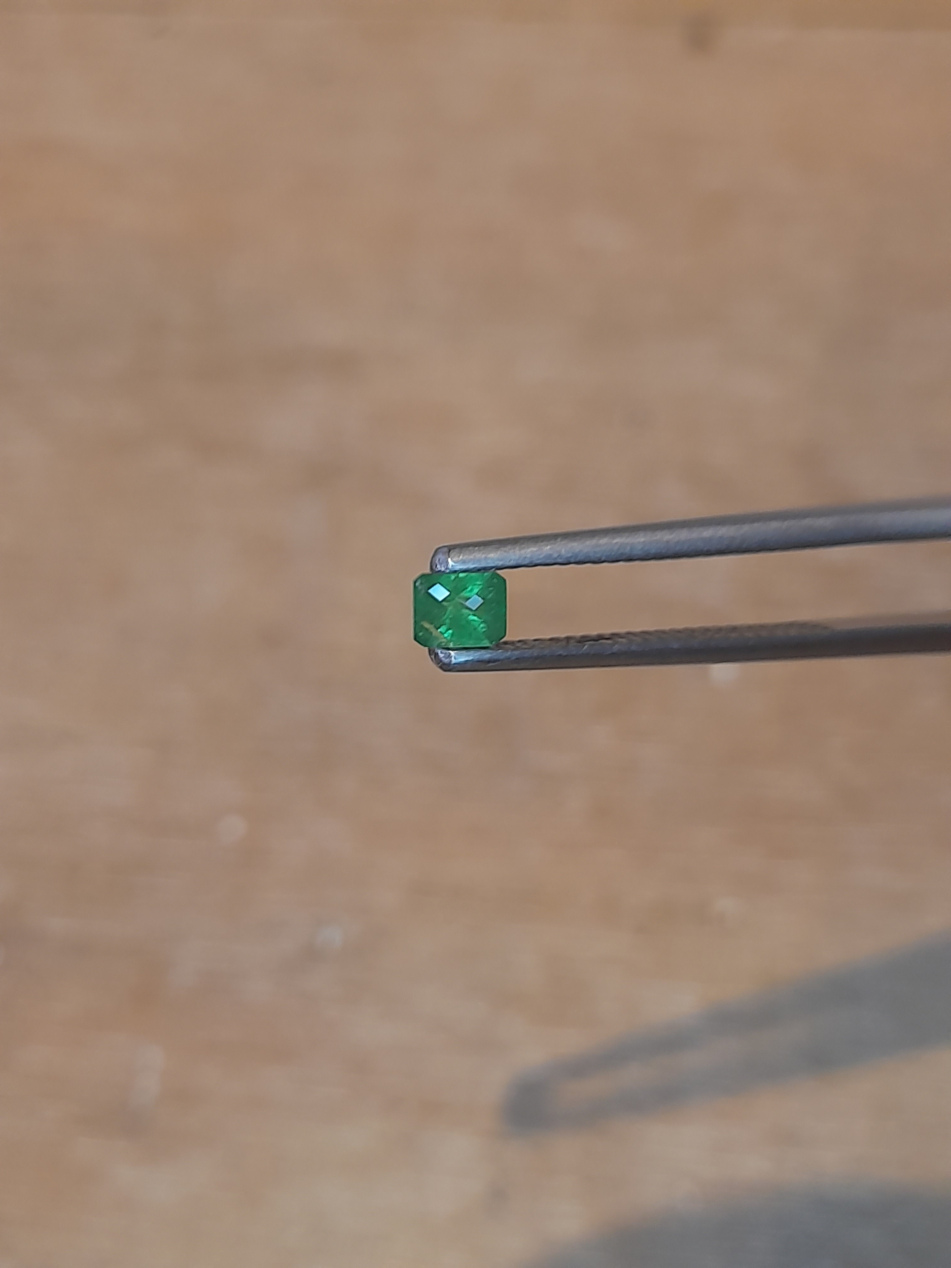 natural tsavorite garnet 0.29ct in octogon checkerboard Tsavorite naturel en damier rectangle