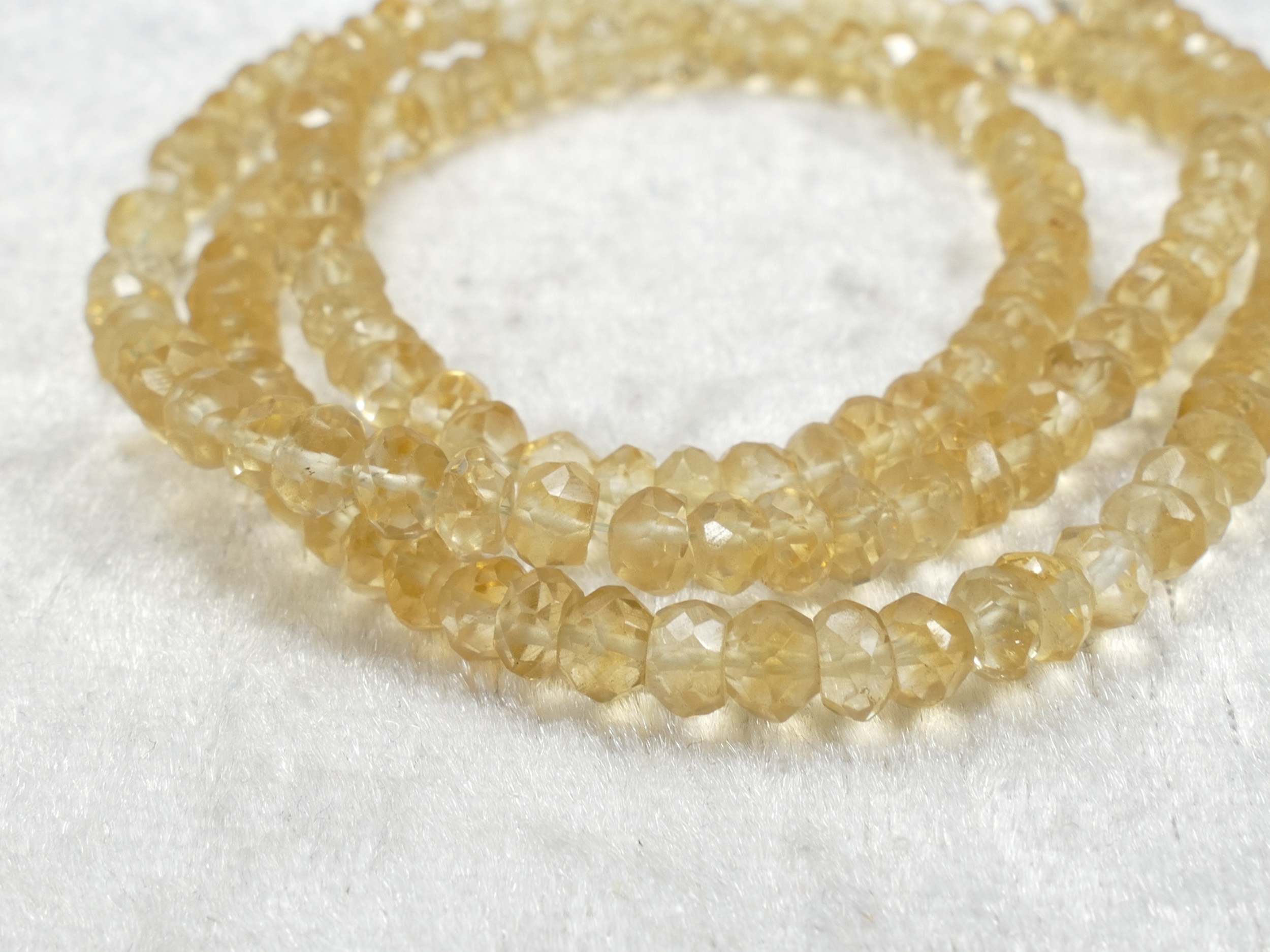 Collier Perles Citrine Facettées – Gemme Naturelle Dorée, 162 Carats, Longueur 45 Cm