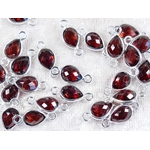 Connecteur Grenat rouge goutte facettée naturel argent massif 925