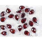 Connecteur Grenat rouge goutte facettée naturel argent massif 925