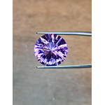 Améthyste naturelle du Brésil 13.09ct facettée rond en France motif Aztec - Natural Amethyst round faceted cut in France