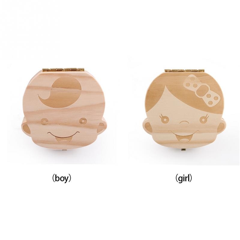 Belle-Fille-Gar-on-Image-En-Bois-B-b-Dents-de-Lait-Bo-te-B-b