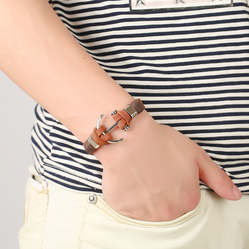 Offre-sp-ciale-2018-nouvelle-mode-bracelet-ancre-bracelet-en-cuir-de-galuchat-pour-homme-femme