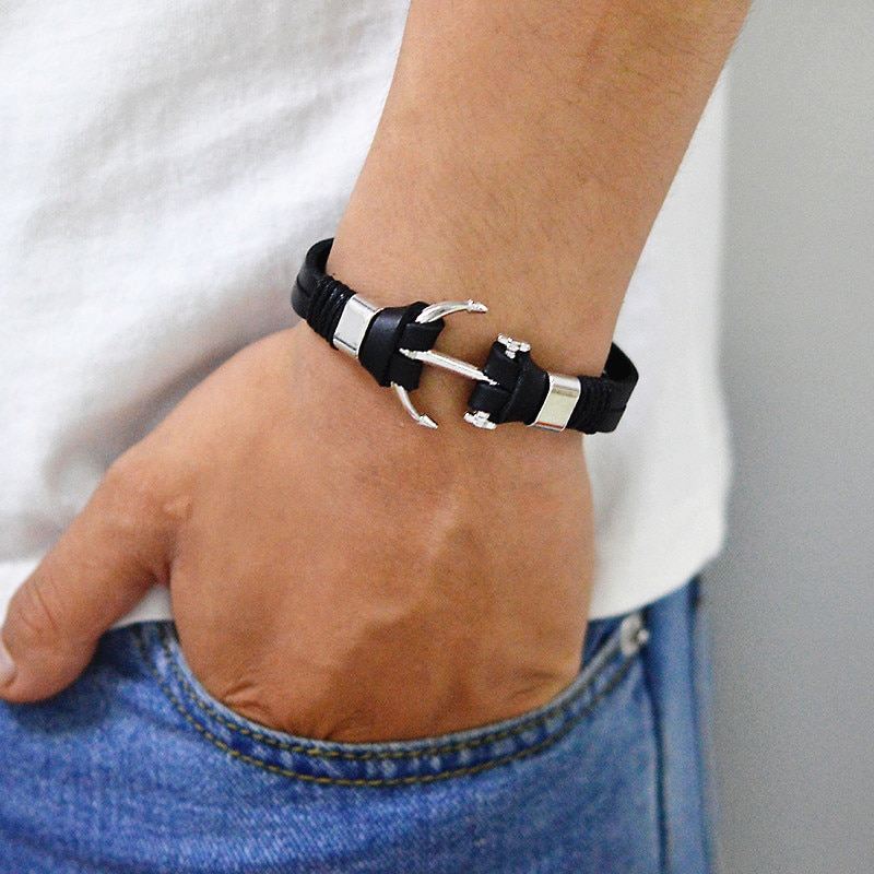 Offre-sp-ciale-2018-nouvelle-mode-bracelet-ancre-bracelet-en-cuir-de-galuchat-pour-homme-femme