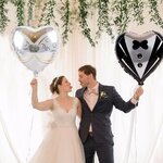 FENGRISE-D-cor-de-F-te-D-anniversaire-Adulte-Ballons-en-aluminium-Juste-Mari-Romantique-De