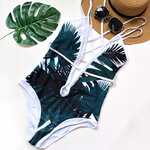 Sexy-D-collet-Profond-Tropical-Feuille-De-Palmier-Trikini-Maillot-de-bain-Monokini-Maille-Plus-La