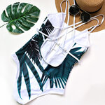 Sexy-D-collet-Profond-Tropical-Feuille-De-Palmier-Trikini-Maillot-de-bain-Monokini-Maille-Plus-La