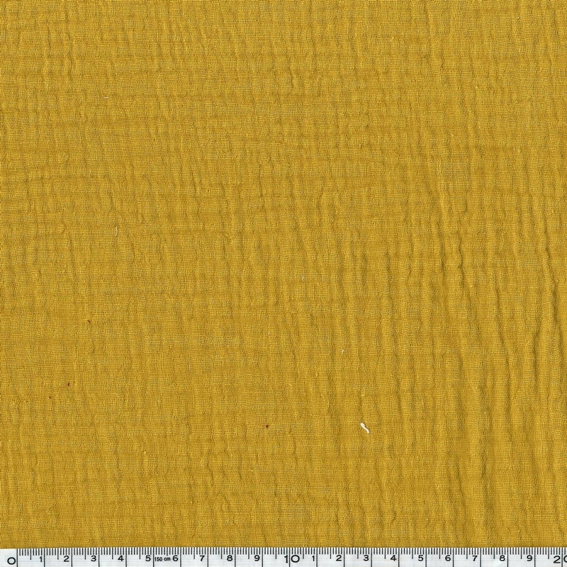 Tissu double gaze de coton coloris moutarde 20 x 135 cm