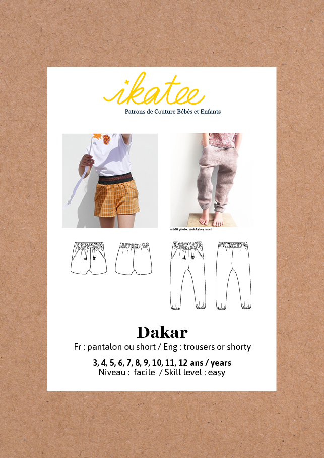 Patron pantalon/short DAKAR 3-12 ANS - Patrons/Pour enfants