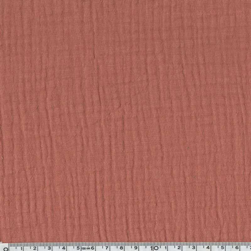 COUPON de Tissu double gaze de coton coloris marsala 1m x 135 cm