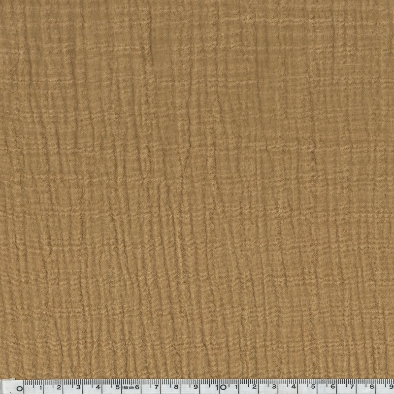 Tissu double gaze de coton coloris camel 20 x 135 cm