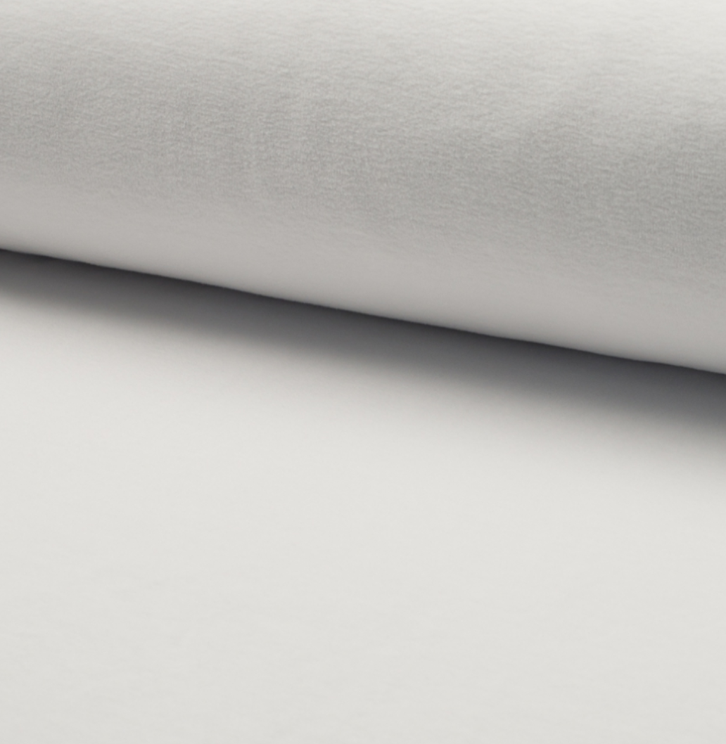 Jersey velours lisse (nicky) coloris blanc 20 x 140 cm