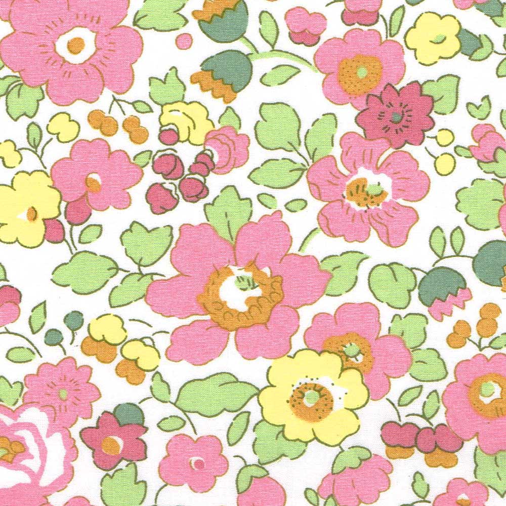 Liberty Organic Tana Lawn™ Betsy rose et jaune coloris B 20 x 137 cm