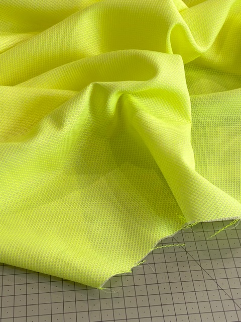 Tissu fil-à-fil jaune fluo / blanc 20 x 150 cm