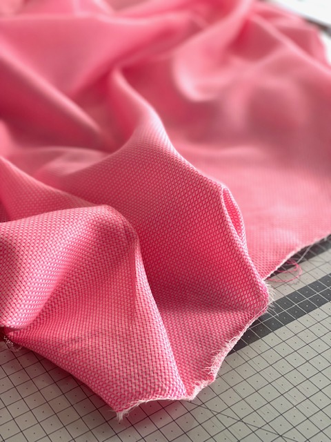 Tissu fil-à-fil rose fluo / blanc 20 x 150 cm