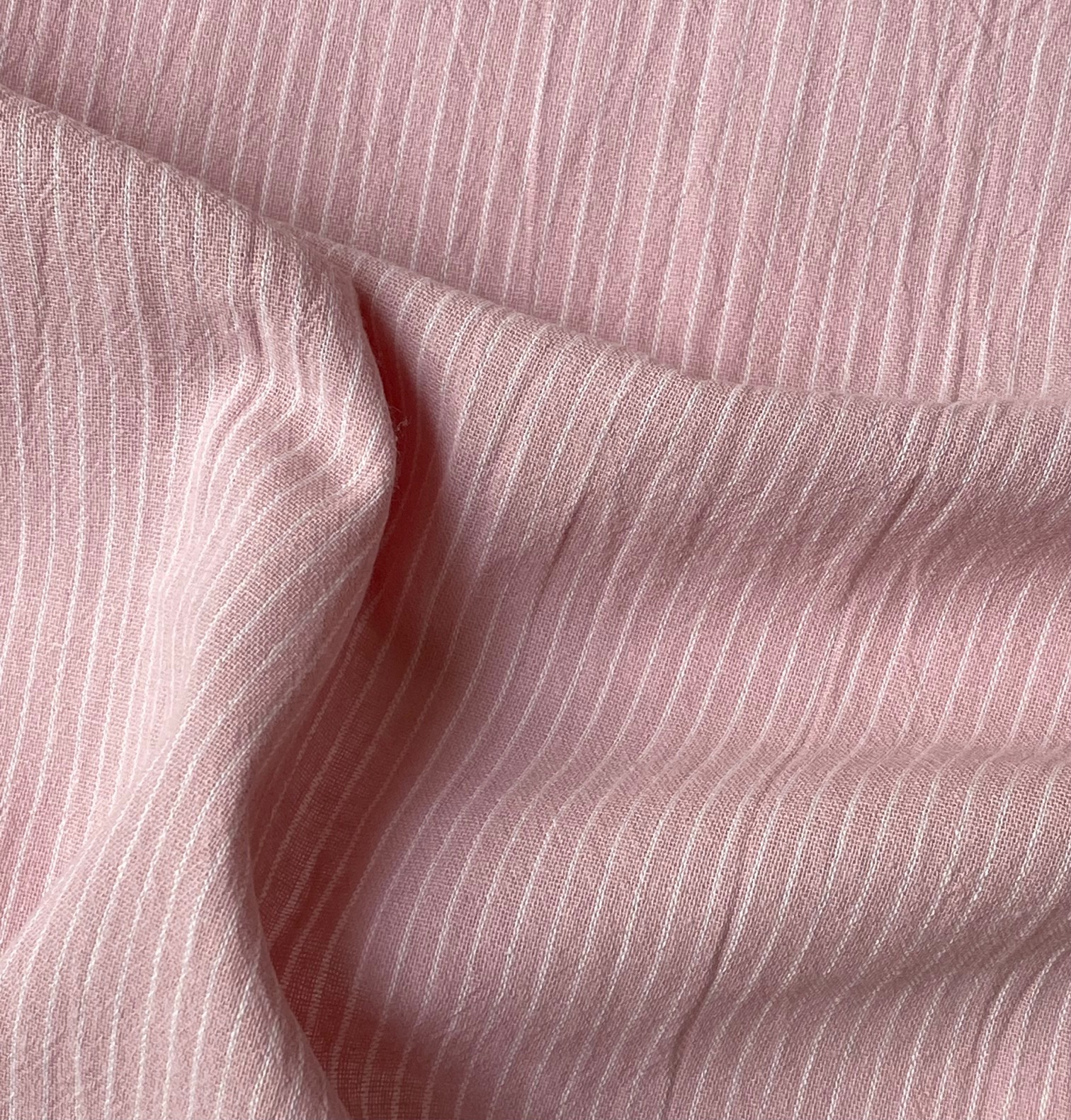 COUPON de Tissu rayures tissées coloris rose thé 1m60 x 140 cm