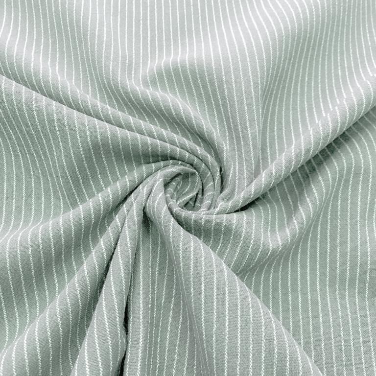 COUPON de Tissu rayures tissées coloris vert de gris 1m60 x 140 cm