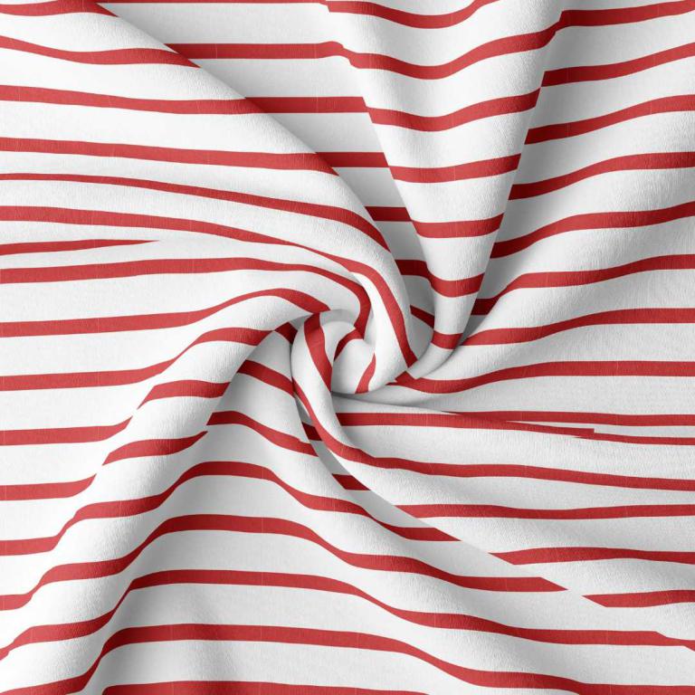 Jersey rayé marinière blanc / rouge 20 x 140 cm