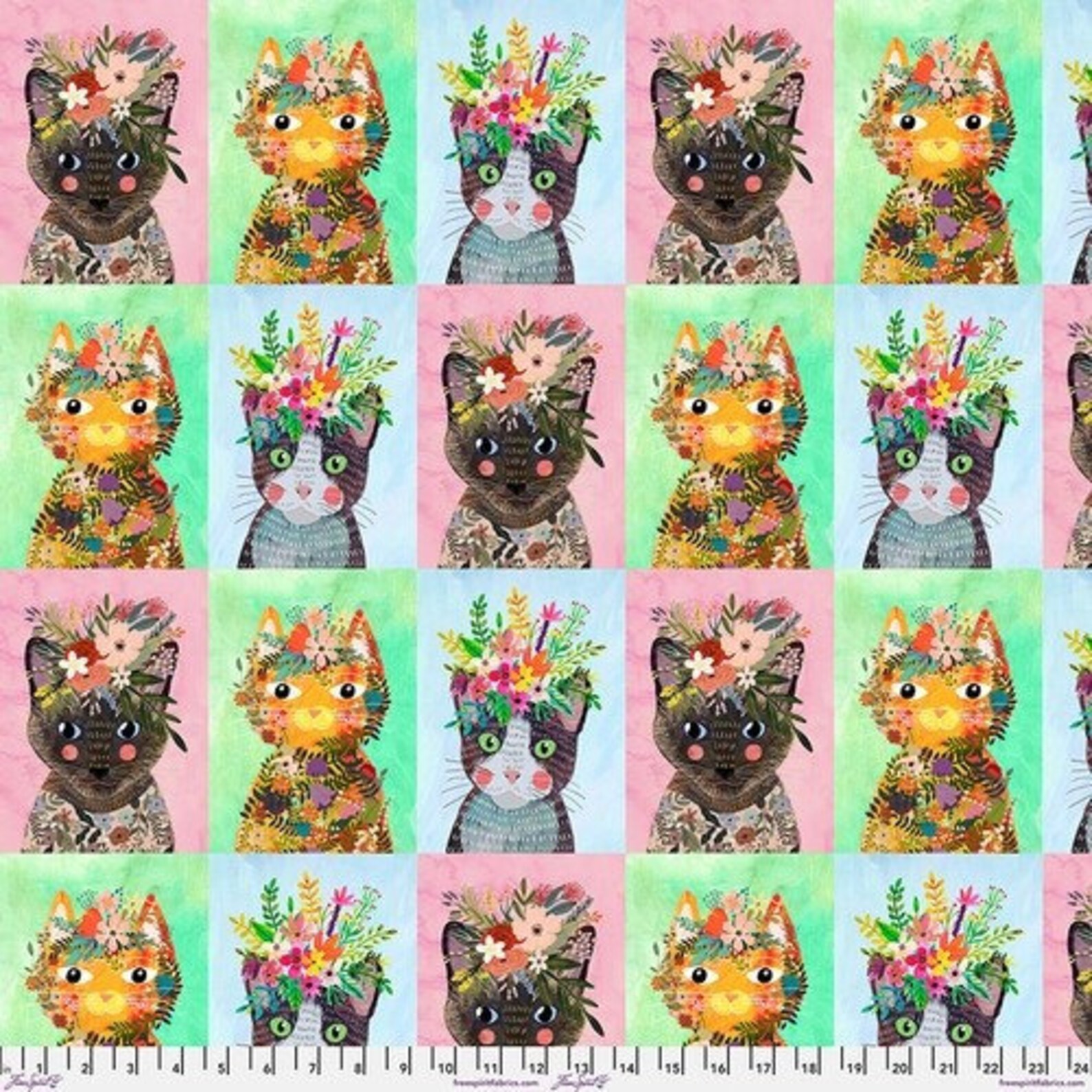 Tissu Mia Charro Floral Pets Chats 21 x 110 cm