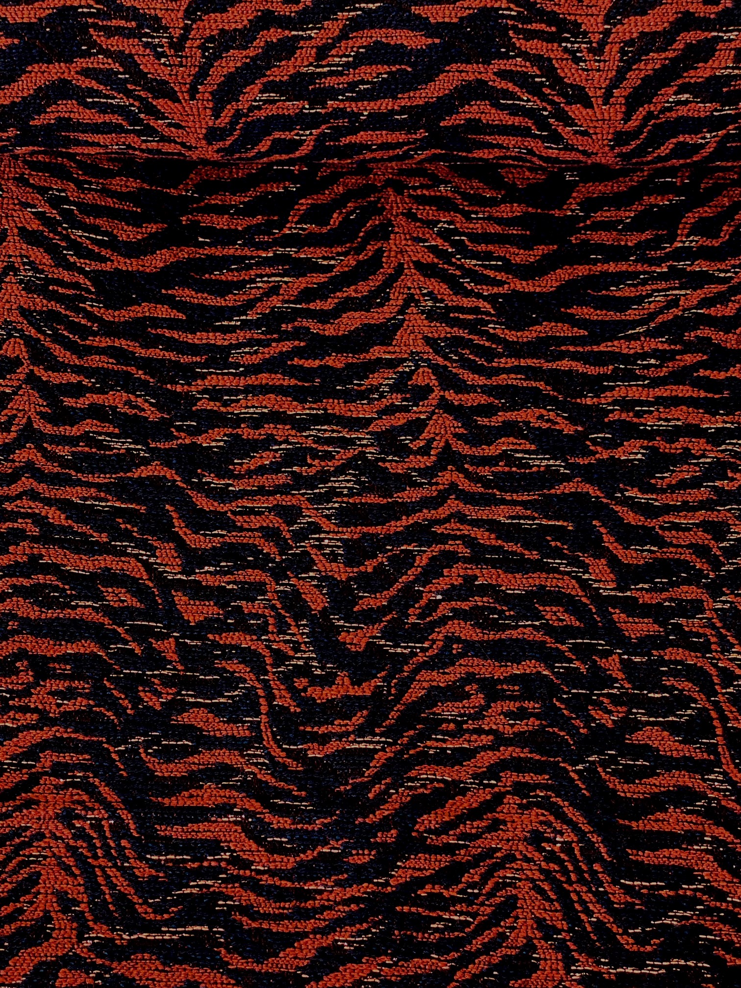 Jacquard lurex zèbre rouille et noir 20 x 145 cm
