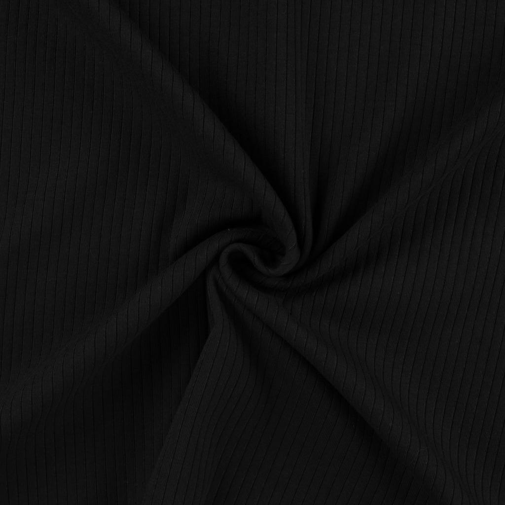 COUPON de Jersey côtelé coloris noir 85 x 145 cm