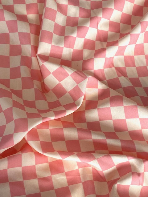 Viscose petit damier rose 20 x 140 cm