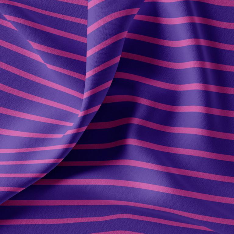 Jersey rayé marinière violet / pétunia 20 x 140 cm