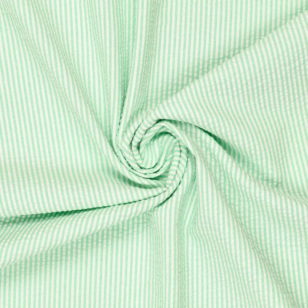 COUPON de Tissu seersucker coloris vert 75 x 140 cm