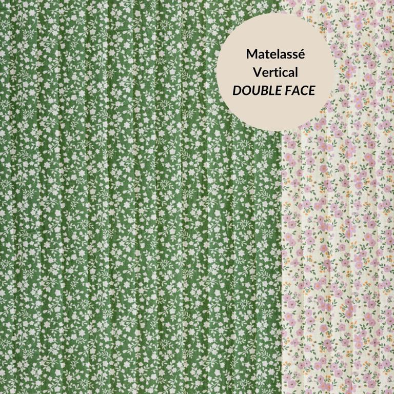 Tissu matelassé double-face coton Capri / Suzette 20 x 140 cm